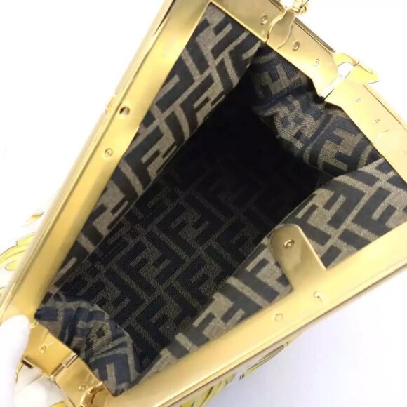 Auth FENDI FENDACE First Medium Shoulder Bag Light Beige/Yellow Canvas - Picture 13 of 16